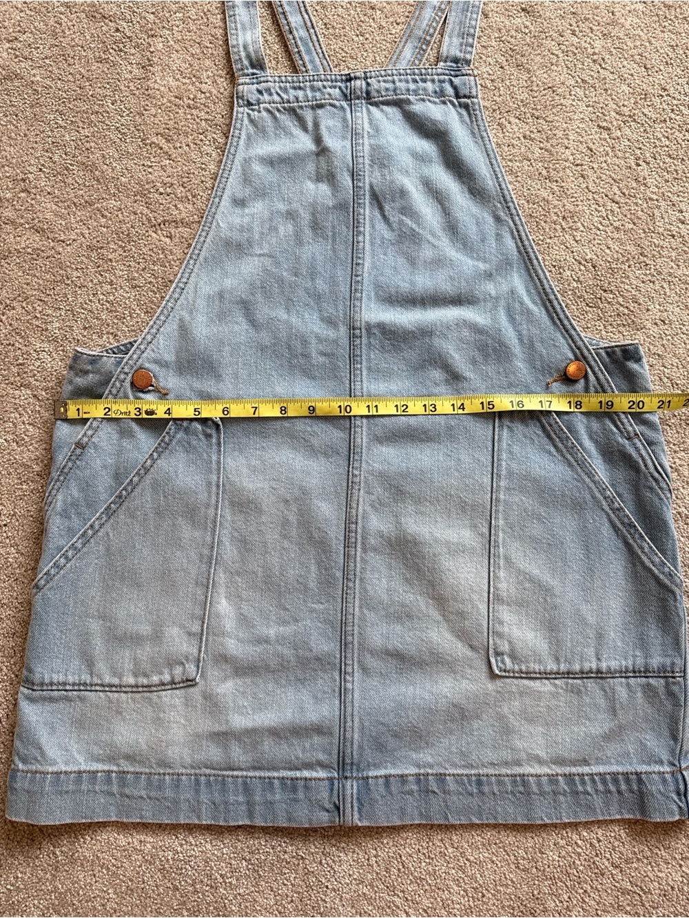 Universal Thread Denim Overall Dress Medium Pinafore Light Wash Pocket Mini - Picture 4 of 5